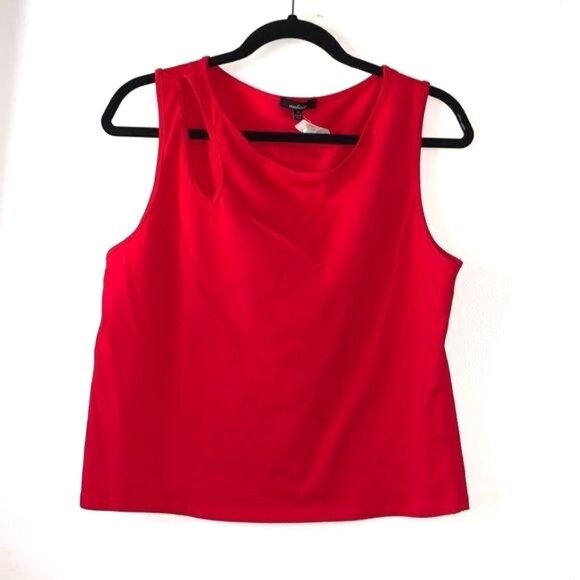 Sleeveless Ambiance Red Top 1X 95% Cotton & 5% Spandex Made In China - Picture 1 of 6